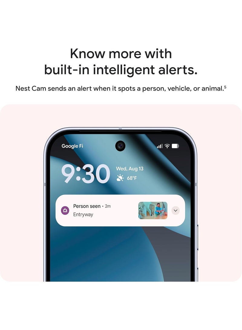 Google Nest Cam Indoor (Wired, 3rd Gen) Surveillance Camera with 2K Video and Gemini, Night Vision, 2-Way Audio, Works with Google Home, Model 2025, Snow - Image 3